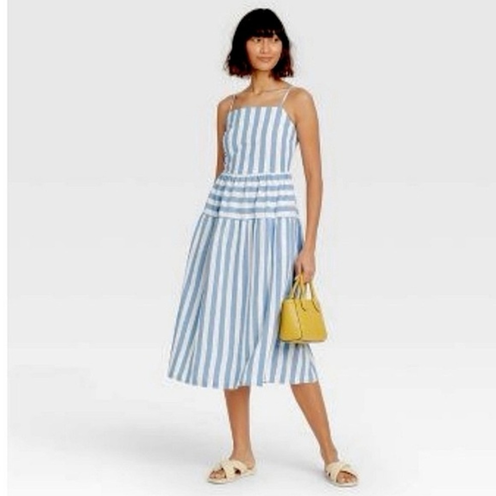 Universal Thread Blue and White Striped Midi Dress